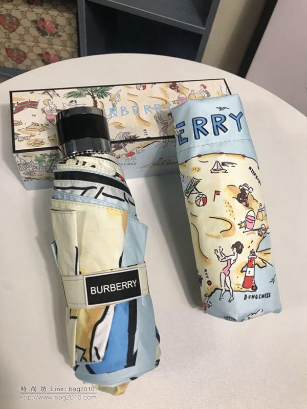 BURBERRY巴寶莉傘 專櫃夏季新款 全自動折疊晴雨傘 田園花卉圖案 防曬隔熱 防紫外線  zm1082
